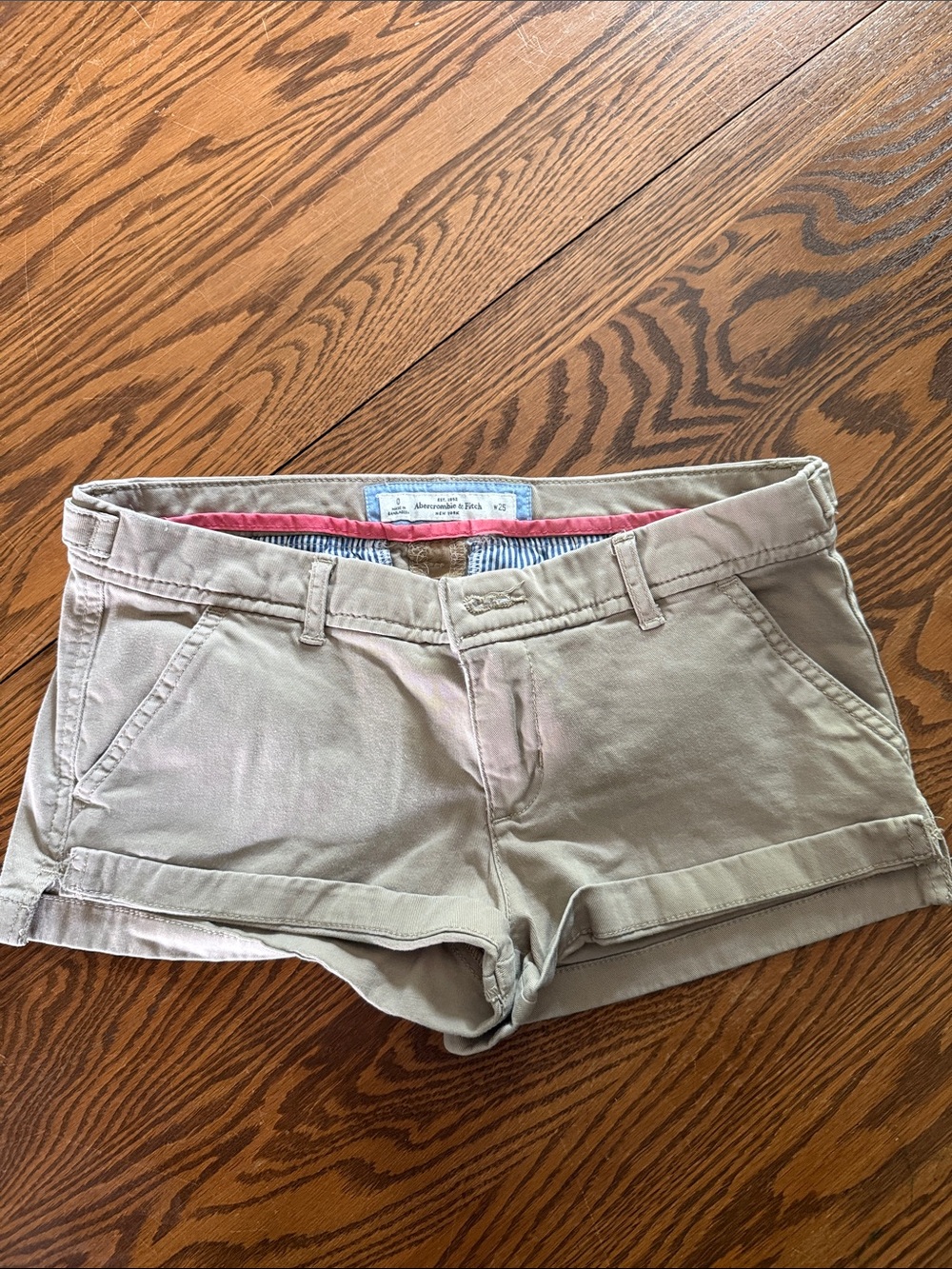 Abercrombie & Fitch Women's Khaki Roll-Hem Jean Shorts